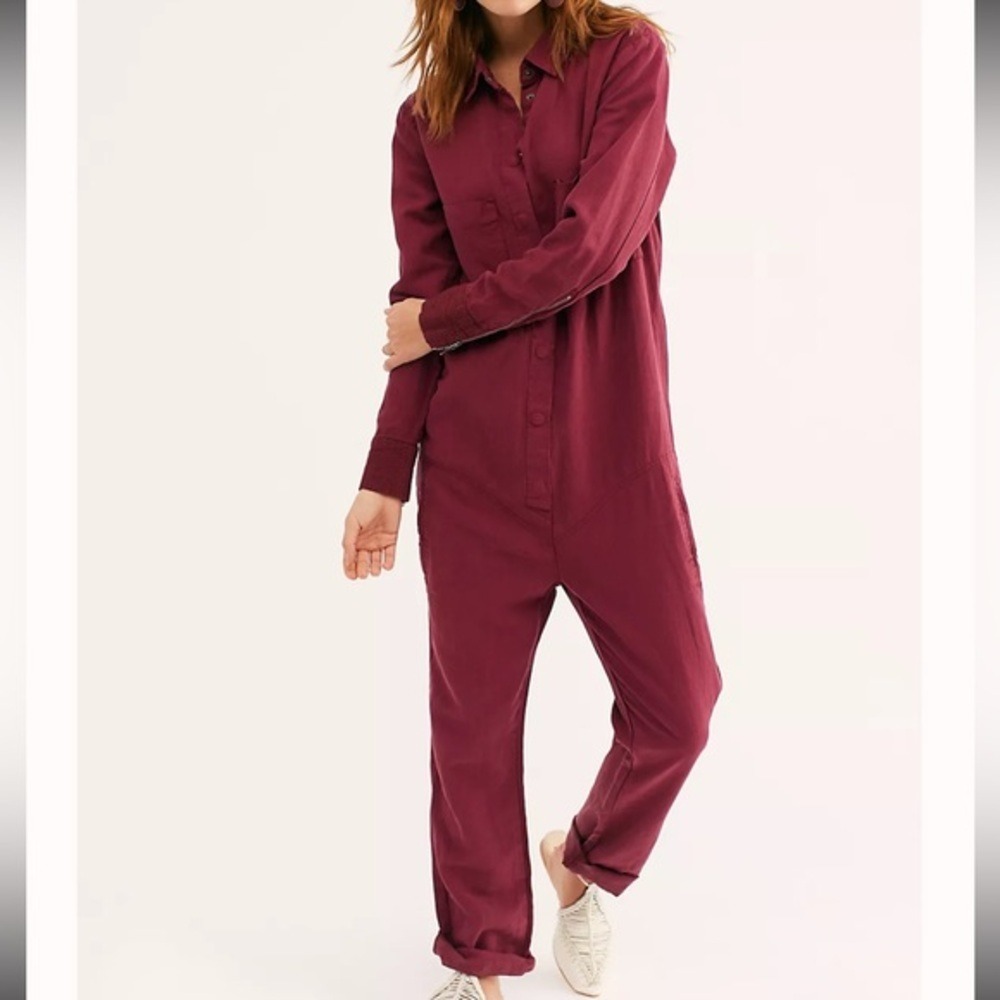 One Teaspoon Long Sleeve Soho Jumpsuit Linen Blend Slouchy Snap Closure Small